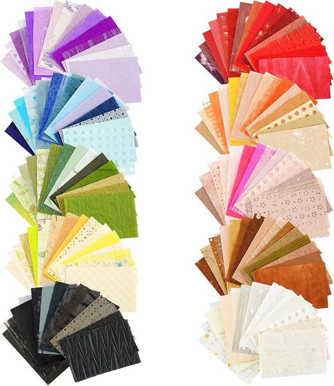 160 Sheets Textured Scrapbook Paper & Mesh Fabric Assorted Set | 10 Mixed by DOLEEYAE