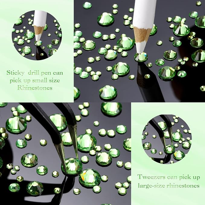 TecUnite 2000 Pieces Flat Back Gems Round Crystal Rhinestones 6 Sizes - Image 3