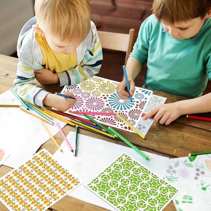 OOTSR 12 Geometric Painting Stencils Set, 11.4"x8.3" Art Templates - Image 3
