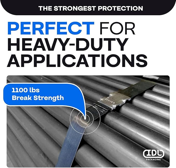 Steel Strapping Coil 1/2" x .020" x 300' (3-Pack), 1100 lbs Break Strength in Self-Dispensed Сardboard Box - Metal Band - Portable Heavy-Duty Banding with Superior Cut-Resistance by IDL Packaging