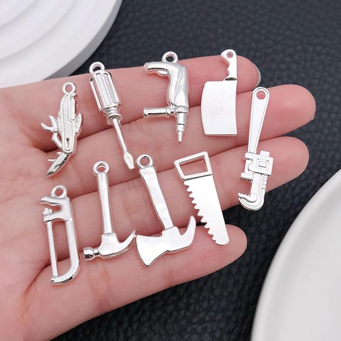 WOCRAFT 60pcs Bright Silver Tools Charms Bracelet Charms - Image 2