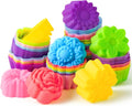 R HORSE 42 Pack Mini Silicone Cupcake Molds | Multi Flower Shaped Baking Cups by RHORSE