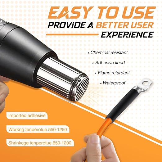 3:1 Heat Shrinkable Tubing with Adhesive Lining 3/4'' Eco-Friendly Flame Retardancy Marine Grade Sleeving Tube Wrap Cable Wire 50 Feet Roll Black