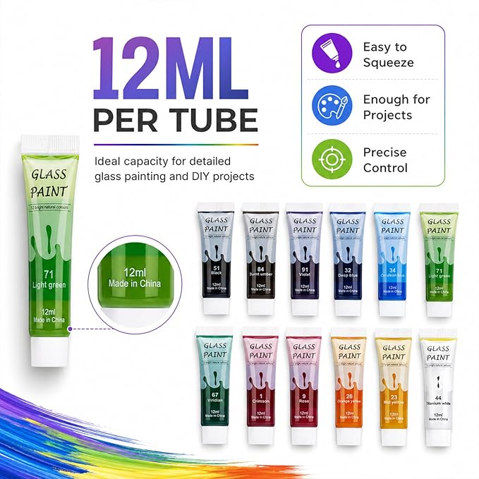 Acrylic Glass Paint Kit Transparent Stained Glass Paint - Image 3