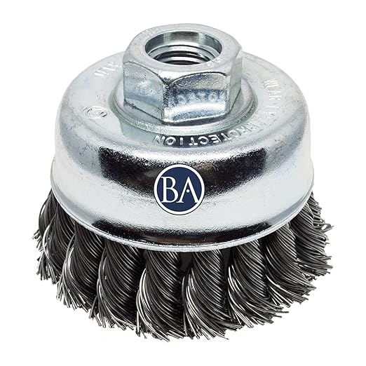 Benchmark Abrasives 2-3/4" Knot Wire Cup Brush for Narrow Holes Derusting Paint Removal Deburring Ferrous Metals Concrete, Wire End Brush for Angle Pneumatic Grinder - (Carbon Steel)
