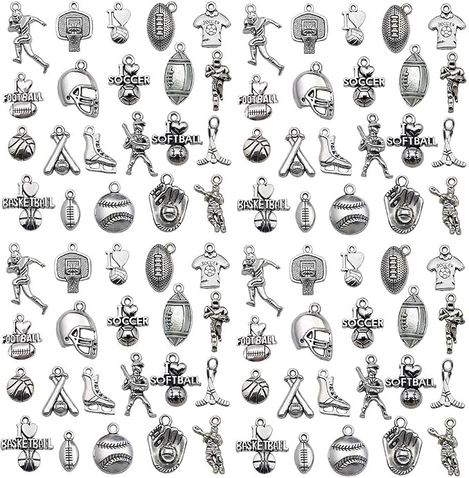 100pcs Antique Silver Sport Charms by WOCRAFT