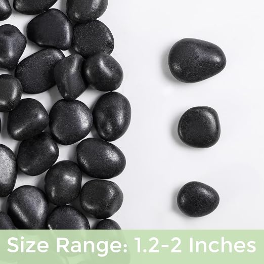 SIDONG 5 lbs Black River Rocks, 1.2-2 Inches Polished Pebbles - Image 9