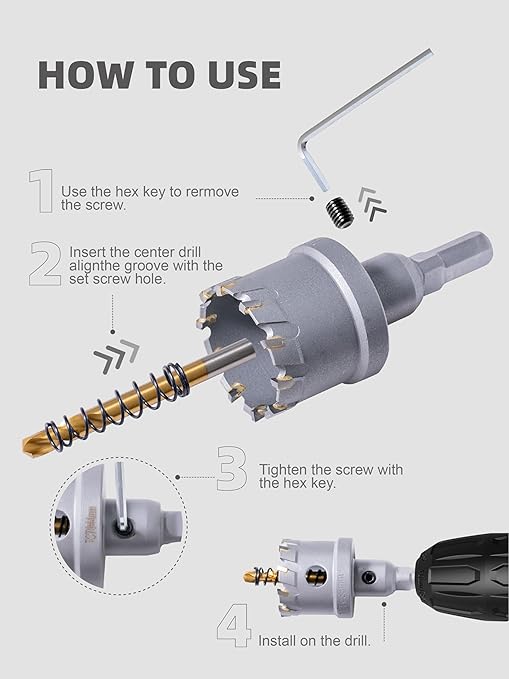 HIGHFIRE 20pcs Carbide Hole Saw Kit with Case, Carbide Tipped Hole Cutter with Pilot Drill bit for Stainless Steel, Iron, Aluminum, Alloy, Plastic