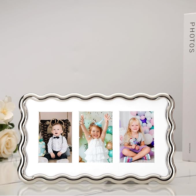 3-2x3'' Silver Heavy-Duty Zinc Alloy Picture Frames, Wave Design Silver Picture - Image 2