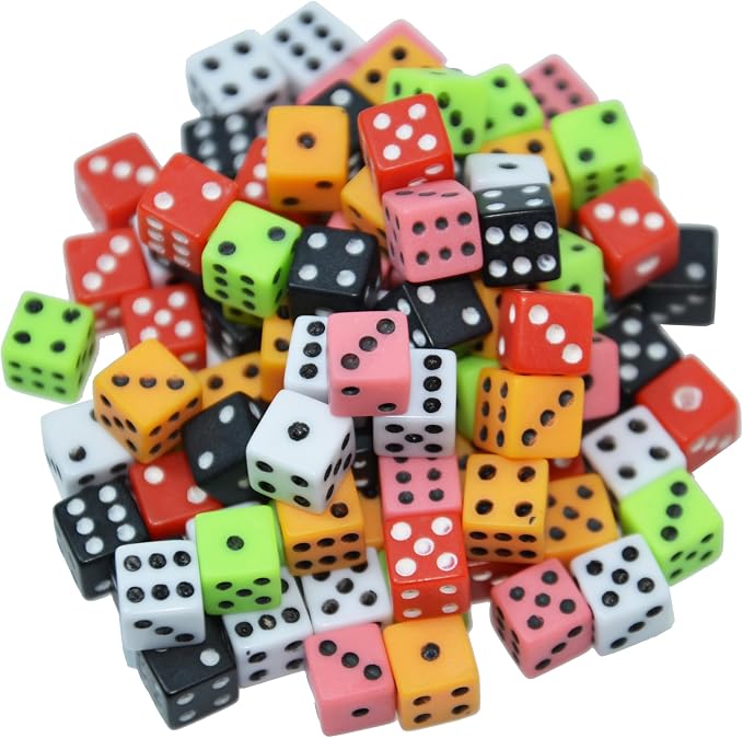 SmartDealsPro 100 Assorted D6 Mini Tiny Dice Game Dot Square Dice - Image 4