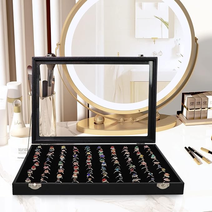 Wudygirl 100 Slot Ring Holder Display Case - Image 2
