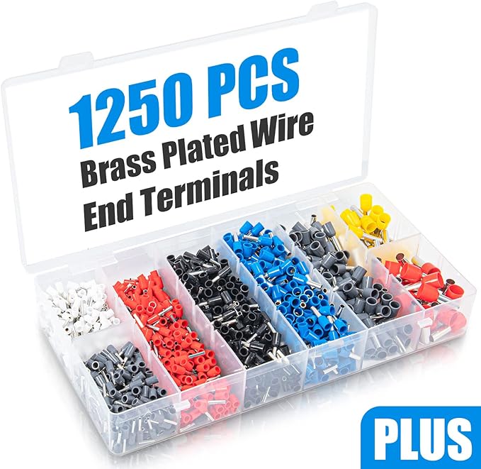 Ferrule Crimping Tool Kit, LUNEY Crimper Plier with 1250PCS Wire Ferrules Kit Wire End Terminals, Self-adjustable Ratchet Tool Set for AWG 23-7 Cable connectors, 0.25-10mm²