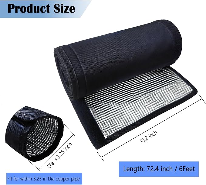 HVAC Pipe Insulation Wrap Outdoor, 3 Layers AC Line Insulation Set Cover Outside Protector, 6 Feet Flexible Copper Duct Insulation Sleeve for Air Conditioning Mini Splits