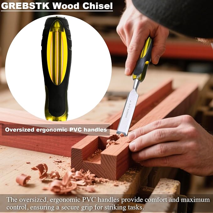 GREBSTK 4-Piece Ultra-Sharp Wood Chisel Set, CR-V Steel Beveled Blades - Image 5