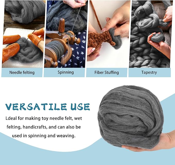 Wonvoc 8 OZ Core Wool for Needle Felting, Premium Merino Wool Roving, Soft - Image 6