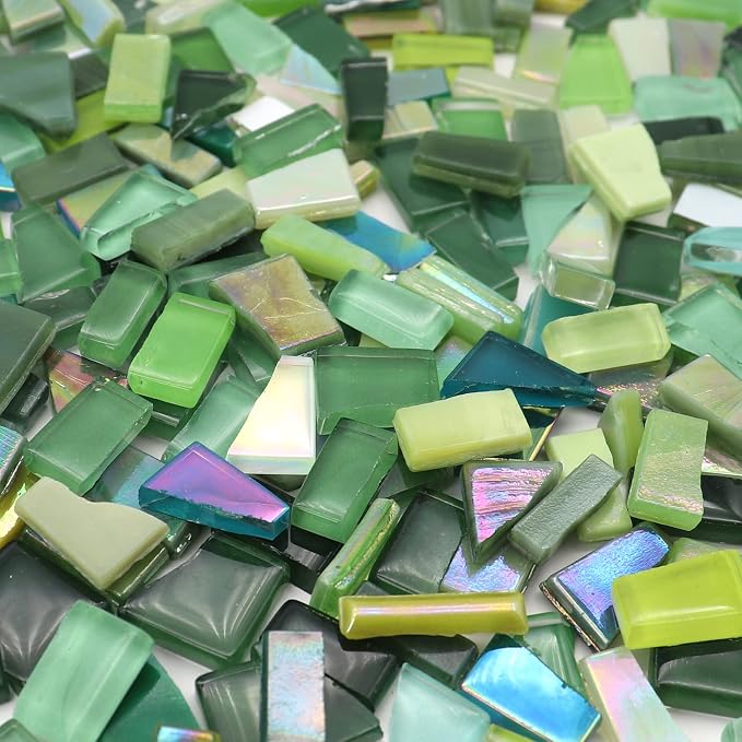 LITMIND Green Mixed Irregular Glass Mosaic Tiles - Image 3