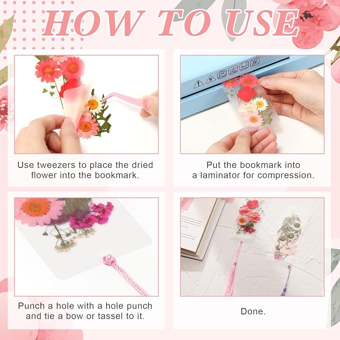 AmazingSpark 222 Pcs Dried Flower Bookmark Making Kit Include DIY Pressed - Image 3