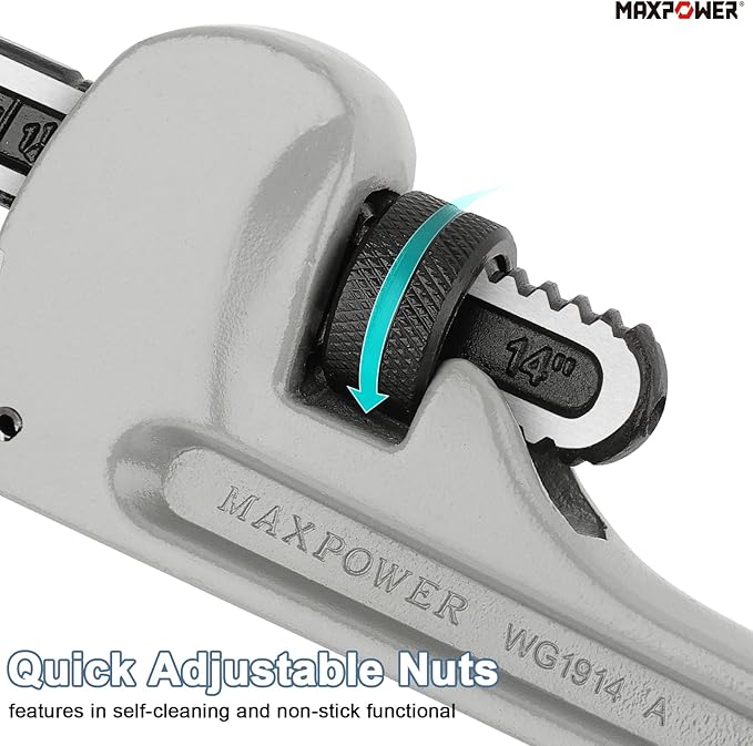 MAXPOWER Pipe Wrench Set 10" 14" 18", Aluminum Plumber Wrenches, Straight Plumbing Wrench