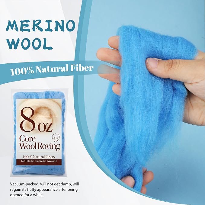 Core Wool for Needle Felting, 8 OZ Merino Wool Roving, Soft Felting Wool for - Image 3