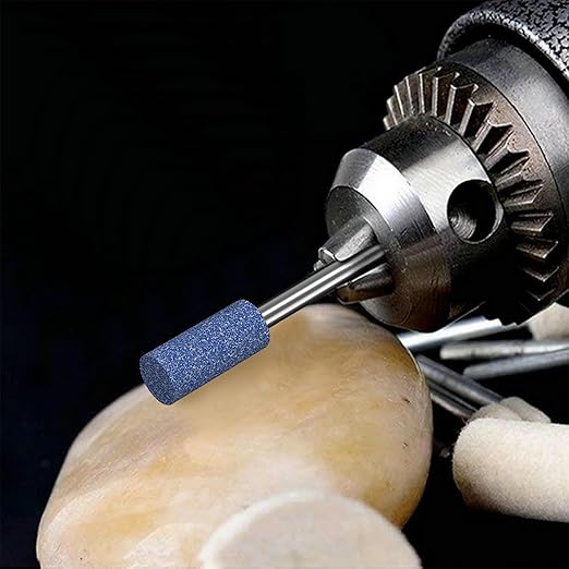 HUHAO 14Pcs Rotary Grinding Stone- 3mm Shank Assorted Shape Abrasive Stone Mounted Grinding Point Sharpening Bits for Rotary Tool Drill, Grinding, Polishing