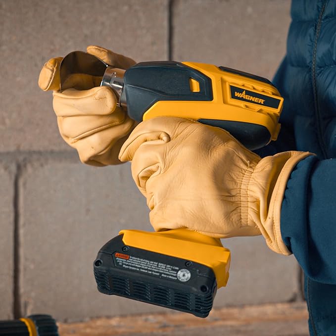 Wagner SprayTech 2467225 FURNO 550 18V Variable Temp Cordless Crafts, Wire Shrinking, Defrosting Pipes, with 2 Nozzles – Bare Tool Heat Gun, Yellow