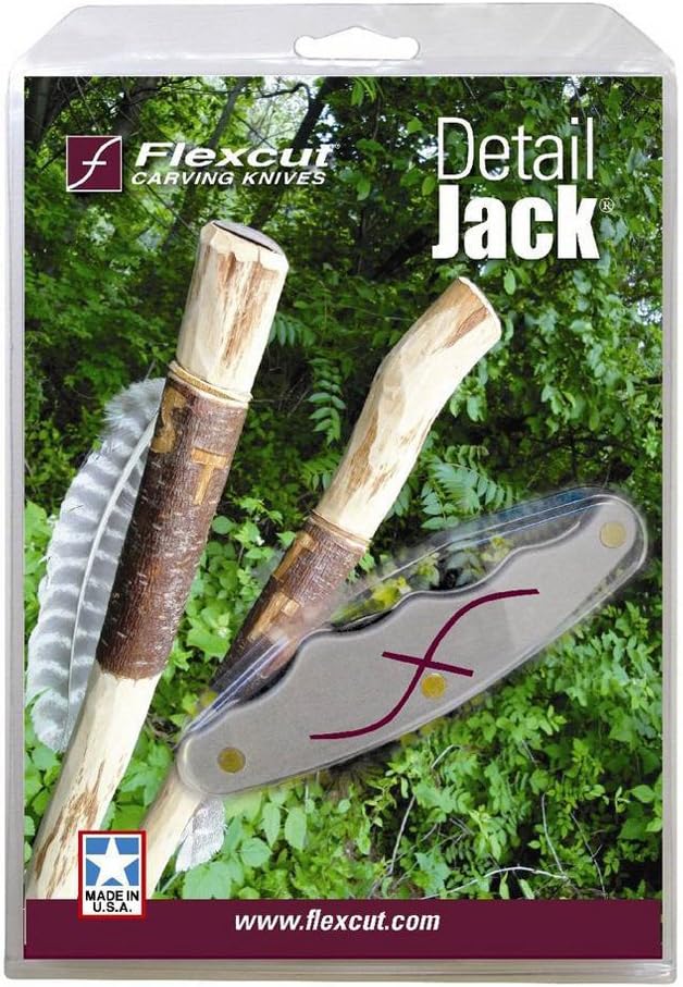 FLEXCUT Detail Jack | Ergonomic Wood Carving Knife with Aluminum Pistol Grip Style Handle Minimizes Hand Fatigue | Made in the USA | JKN90