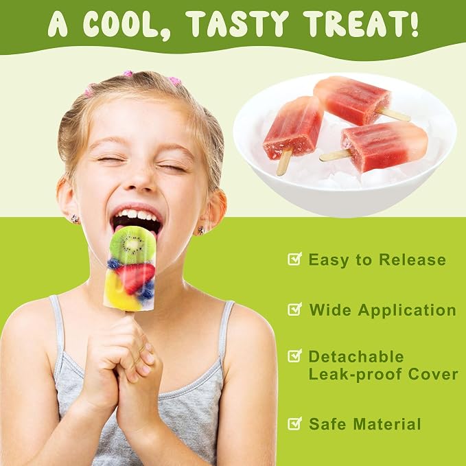 10 Cavity Popsicles Molds with 50 Pcs Popsicle Sticks, Bpa-free ice Pop Mold - Image 6