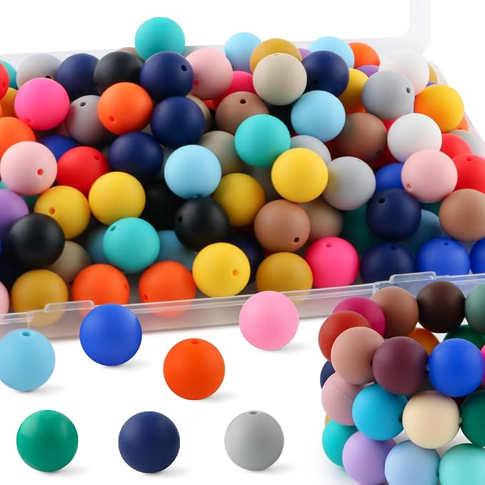 64Pcs 19mm Silicone Beads for Keychain Making and Bracelet Making, 16 Colors by Homepage