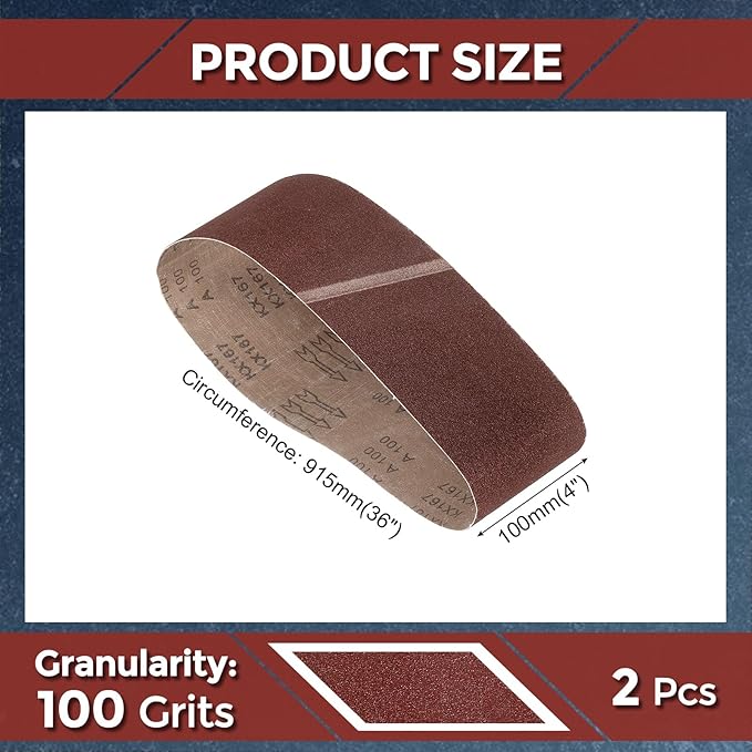 10 Pcs Sanding Belts 4 x 36 Inch 100 Grit Aluminum Oxide Abrasive Sandpaper for Belt Sander Metal Grinding Wood Working Weld Rust Removal