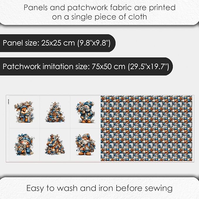 Winter Patchwork Snowman Quilting Fabric Panel – 6× Blocks + Bonus Patchwork - Image 4