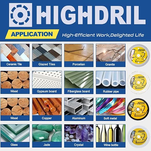 HIGHDRIL 3" 75mm Circular Saw Blade Set 4pcs - Diamond/HSS/Carbide Cutting Disc for Angle Grinder Cutting Soft Metal Copper Aluminum Tile Marble Granite Plastic Wood Glass