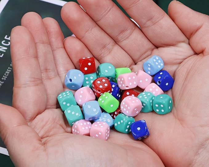 Tupalizy 10mm Acrylic Dice Beads Small 6 Sided Dice Charms - Image 3