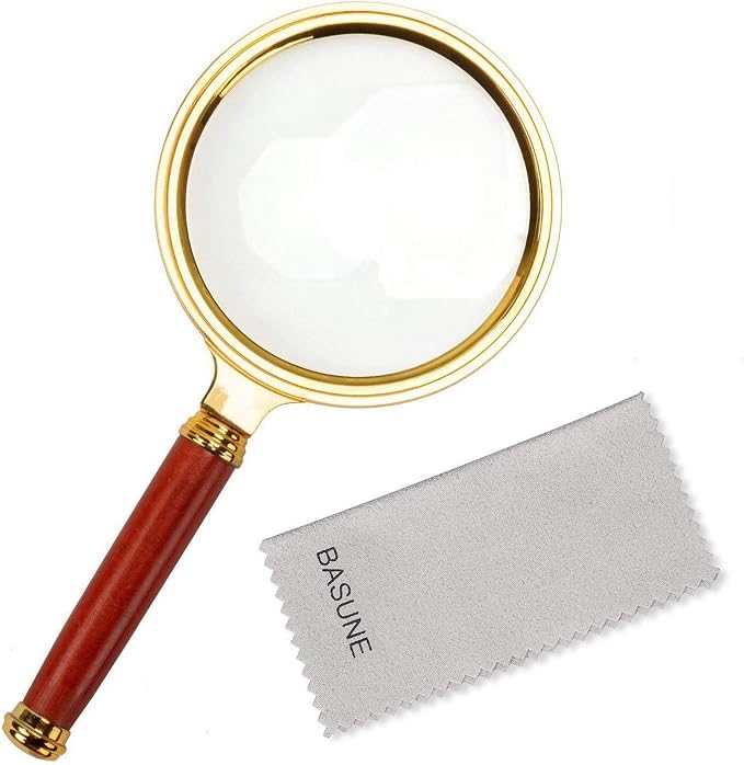 BASUNE 10X Handheld Magnifier, Reading Magnifier Loupe Glasses 10X by BASUNE