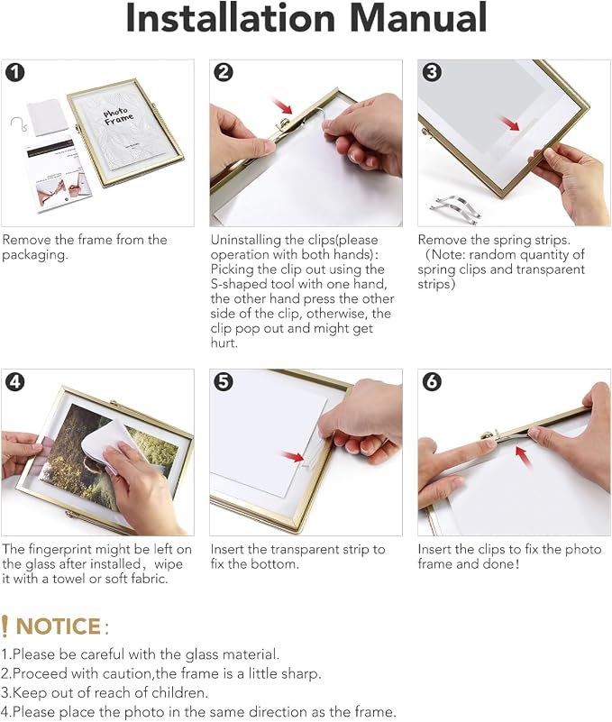 AceList Gold Picture Frames, art or pressed flowers on a desk, shelf or - Image 6