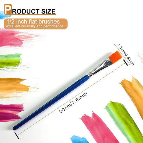 1/2 inch Flat Paint Brushes for Acrylic Painting, Watercolor, Face Body Art - Image 2