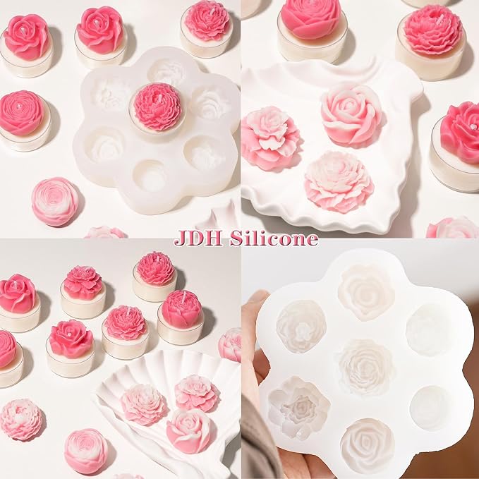 7 Cavity Flower Silicone Molds Valentine's Day Candle Mold Candle Fondant | - Image 8