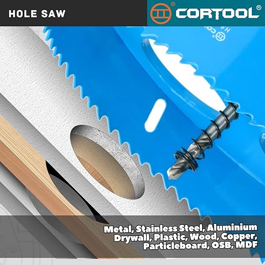 7 Inch Hole Saw with Arbor for Metal and Drywall Cutting, Bi-Metal Hole Cutter, 7" Hole Saw Kit for PVC Boards, Fiberglass and Vent Pipes