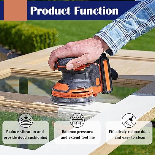 2 Pack 5 Inch Interface Pads 8 Holes, Orbital Sander Foam Pads Shock Absorption Cushion Buffer, Hook and Loop Foam Sanding Pads for Orbital Sander