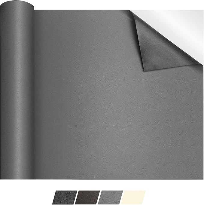 Leather Repair Patch Self-Adhesive Leather Patches for Furniture Couch Sofa Car Seats, PU Vinyl Leather Repair Tape Kit to Fix Office Chairs, Cabinets, Handbags (3.9X78.7 inch,Grey)