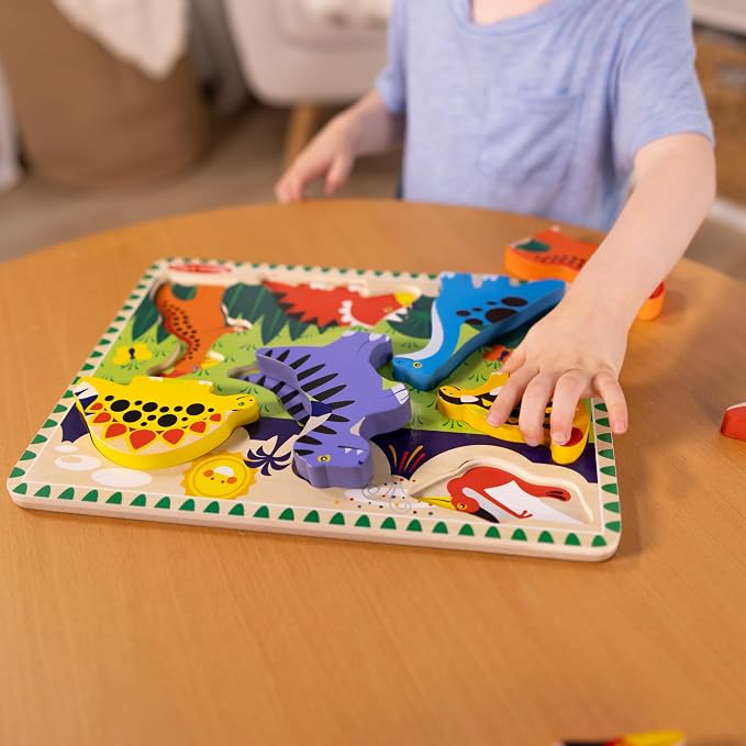 Melissa & Doug Dinosaur Wooden Chunky Puzzle - Image 2