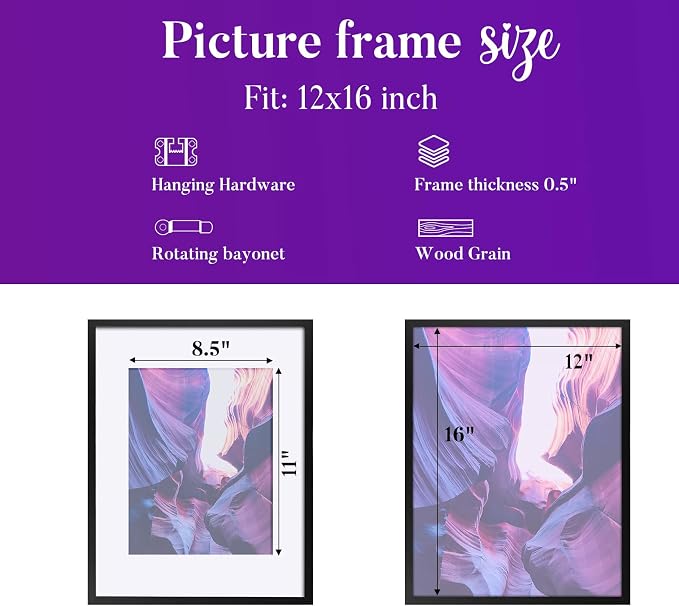 TWING 12x16 Frame 3 Pack, Large Wall Gallery Poster Frames, 12x16 picture frame - Image 2