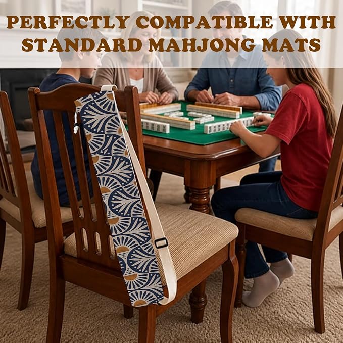 Art Deco Blue and Orange Sun Mahjong Mat Bag - Image 5