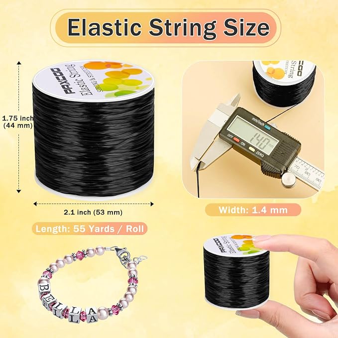 PAXCOO 1.4 MM Elastic String for Bracelets, Stretch Magic Elastic String Bead - Image 3