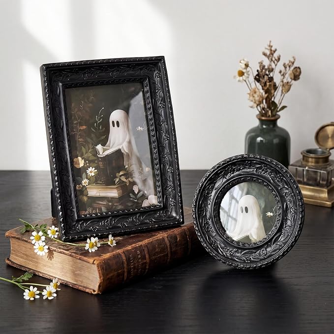 Cuspin Gothic Picture Frame Set of 2, Vintage Ornate Black Resin Frames - Image 3