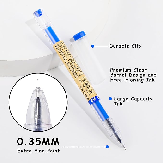 Japanese Style Blue Gel Ink Pens, 0.35mm Extra Fine Point, No Smudge Quick - Image 5