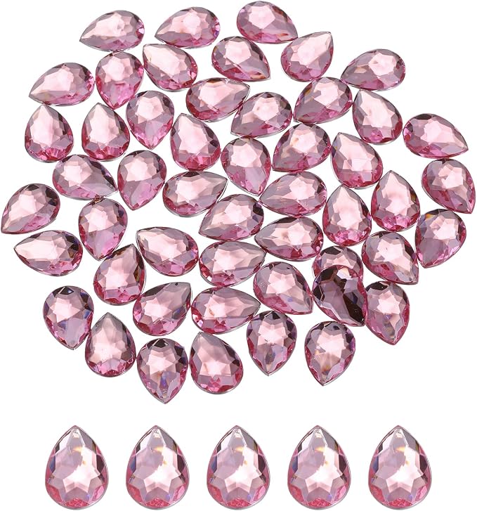 MECCANIXITY 50PCS Flat Back Acrylic Teardrop Gems 13x18mm Artificial Rhinestones by MECCANIXITY