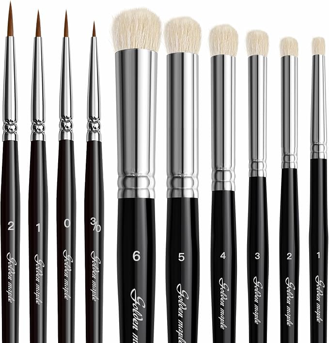 Golden Maple Drybrush Miniature Paint Brushes -10pcs Micro Detail Paint Brush by goldenmaple