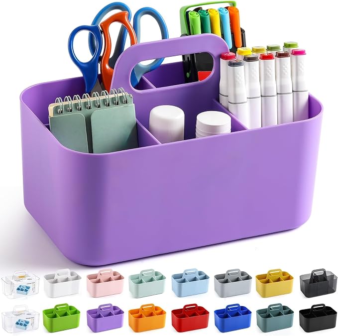 Multiuse Caddy Organizer with Handle, Portable Divided Plastic Tote Bin - Image 9