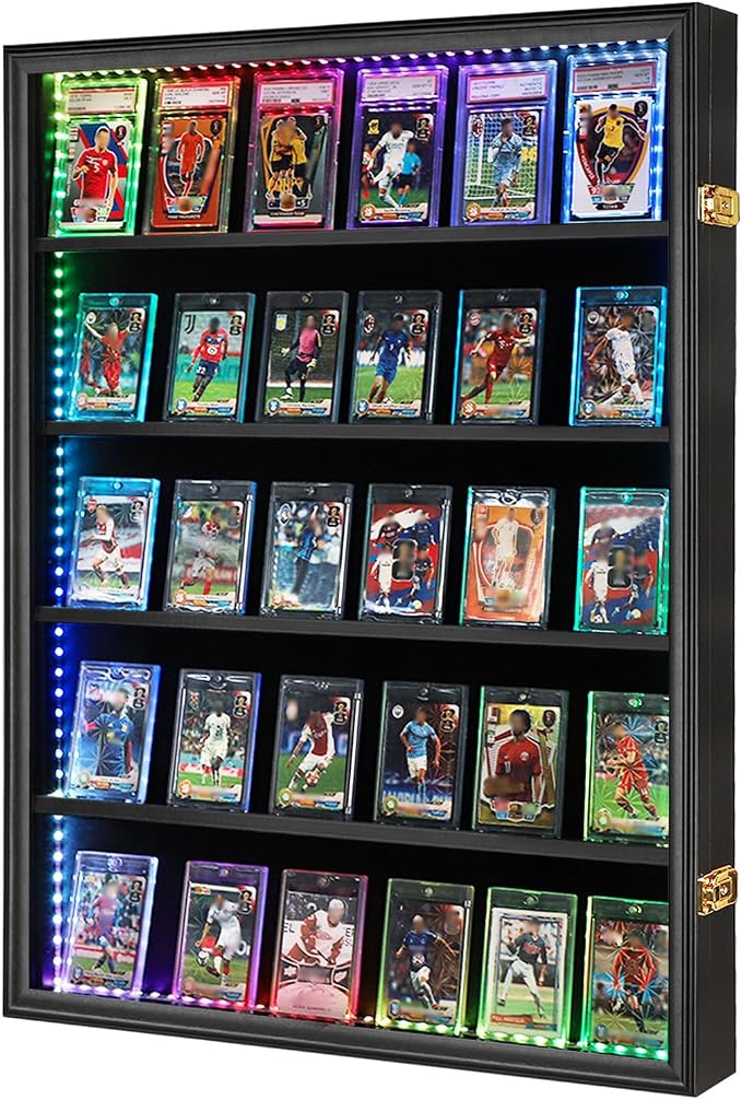VERANI 35-Card LED Sports Star Card Frame, Lockable Shadow Box by VERANI