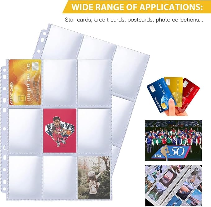 50 Pack, 9 Pocket Page Protector, Trading Card Sleeve, Baseball Card Sheets or - Image 2